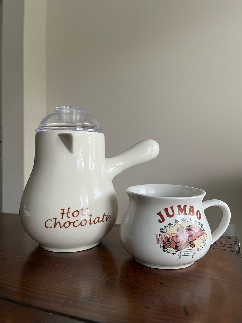 Vintage Hot Cocoa Mug and Hot Chocolate Pot Ceramic